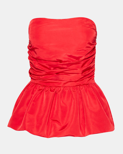 AMARI Top Red | Women's Bubble-Hem Taffeta Strapless Top | Steve Madden Special Offer