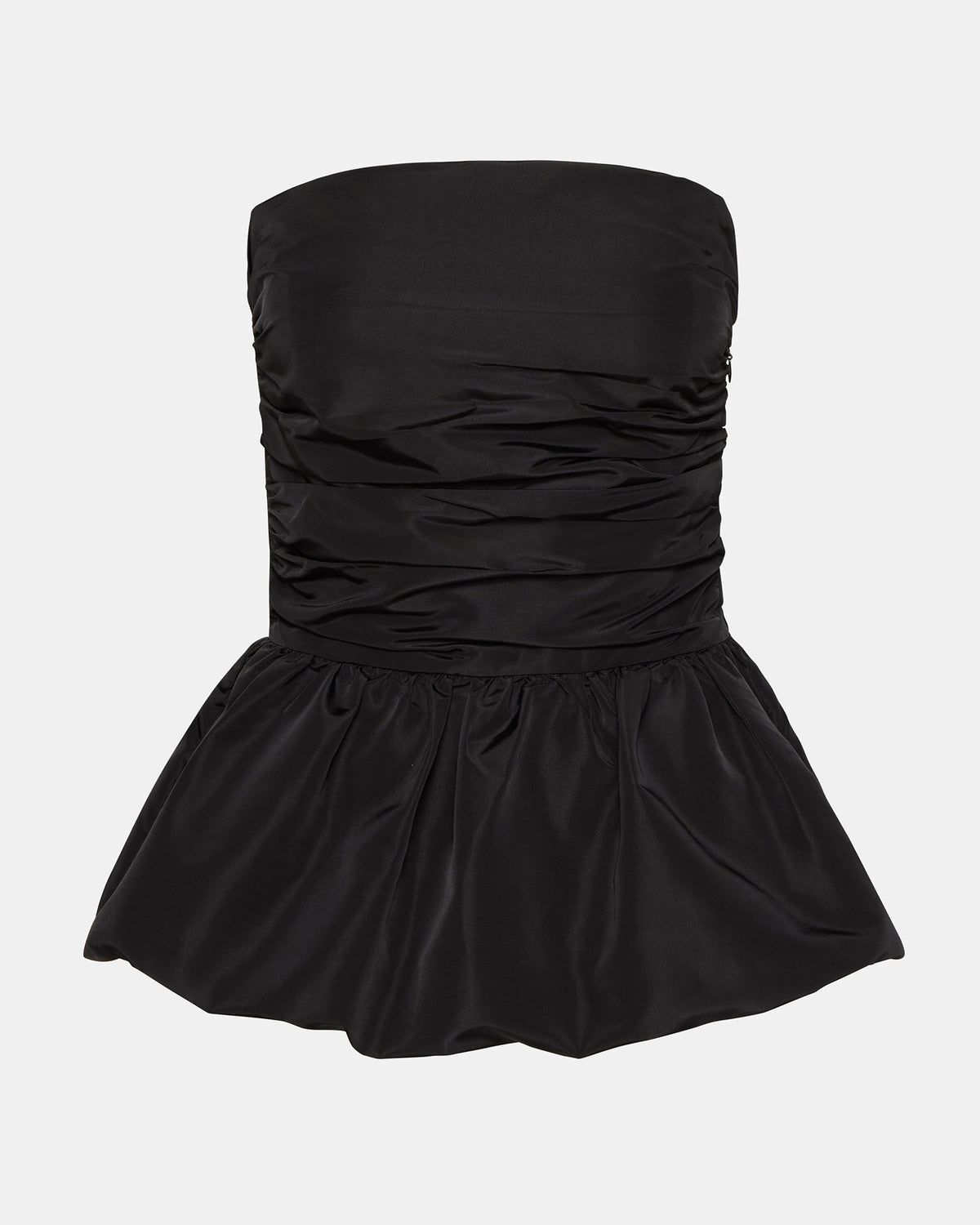 AMARI Top Black | Women's Bubble-Hem Taffeta Strapless Top | Steve Madden Top Pick