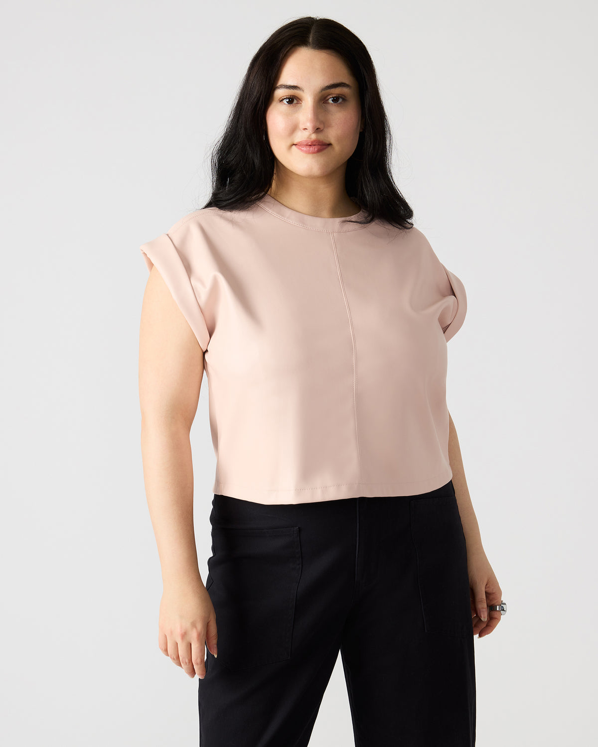 CAT Rose Women's Short-Sleeved Faux Leather Top | Steve Madden Best Price