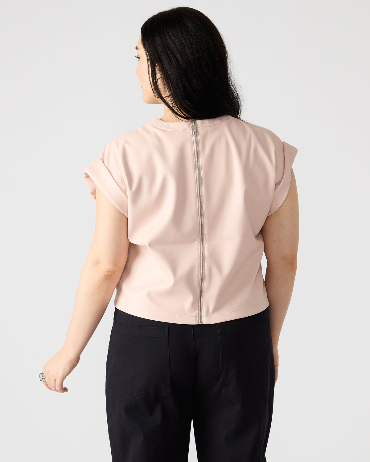 CAT Rose Women's Short-Sleeved Faux Leather Top | Steve Madden Best Price