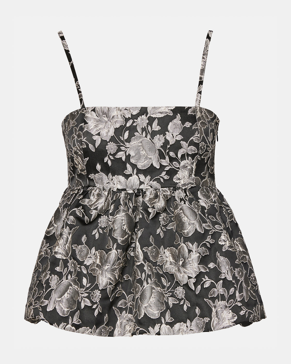 BODI Top Black Multi | Women's Bubble-Hem Taffeta Camisole Top | Steve Madden Trusted