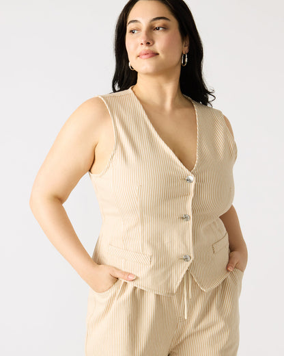 SELENE Khaki Women's Button-Up Sleeveless Fabric Vest Top | Steve Madden Popular