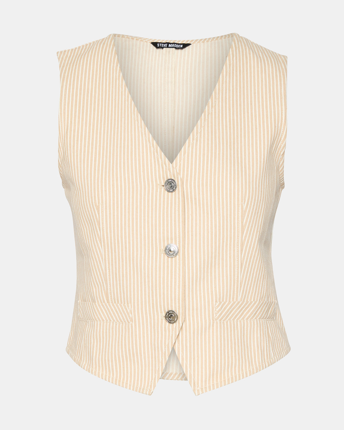 SELENE Khaki Women's Button-Up Sleeveless Fabric Vest Top | Steve Madden Popular