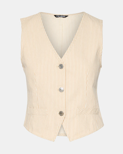 SELENE Khaki Women's Button-Up Sleeveless Fabric Vest Top | Steve Madden Popular
