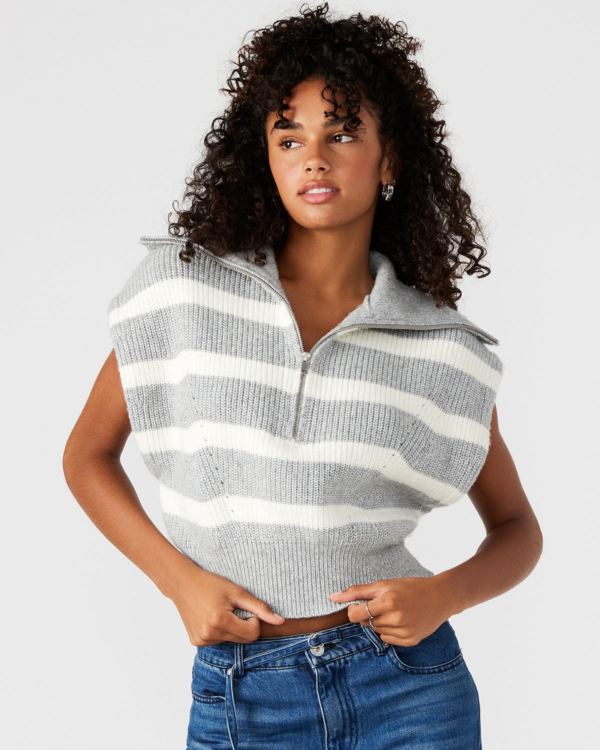 EASTON Sweater Grey | Sleeveless Hooded Sweater | Steve Madden Trusted