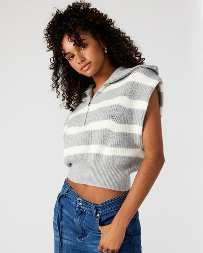 EASTON Sweater Grey | Sleeveless Hooded Sweater | Steve Madden Trusted