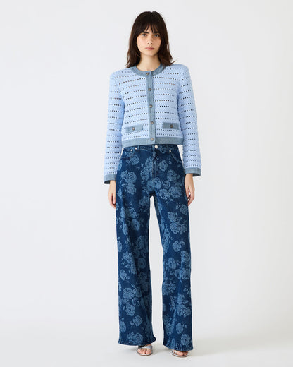JAXON Rose Frost Wide-Leg Denim Floral Print Women's Jeans | Steve Madden Essential