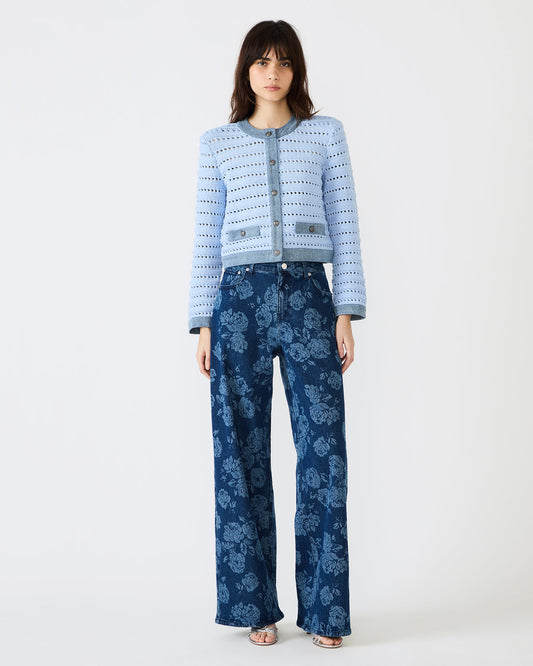 JAXON Rose Frost Wide-Leg Denim Floral Print Women's Jeans | Steve Madden Essential