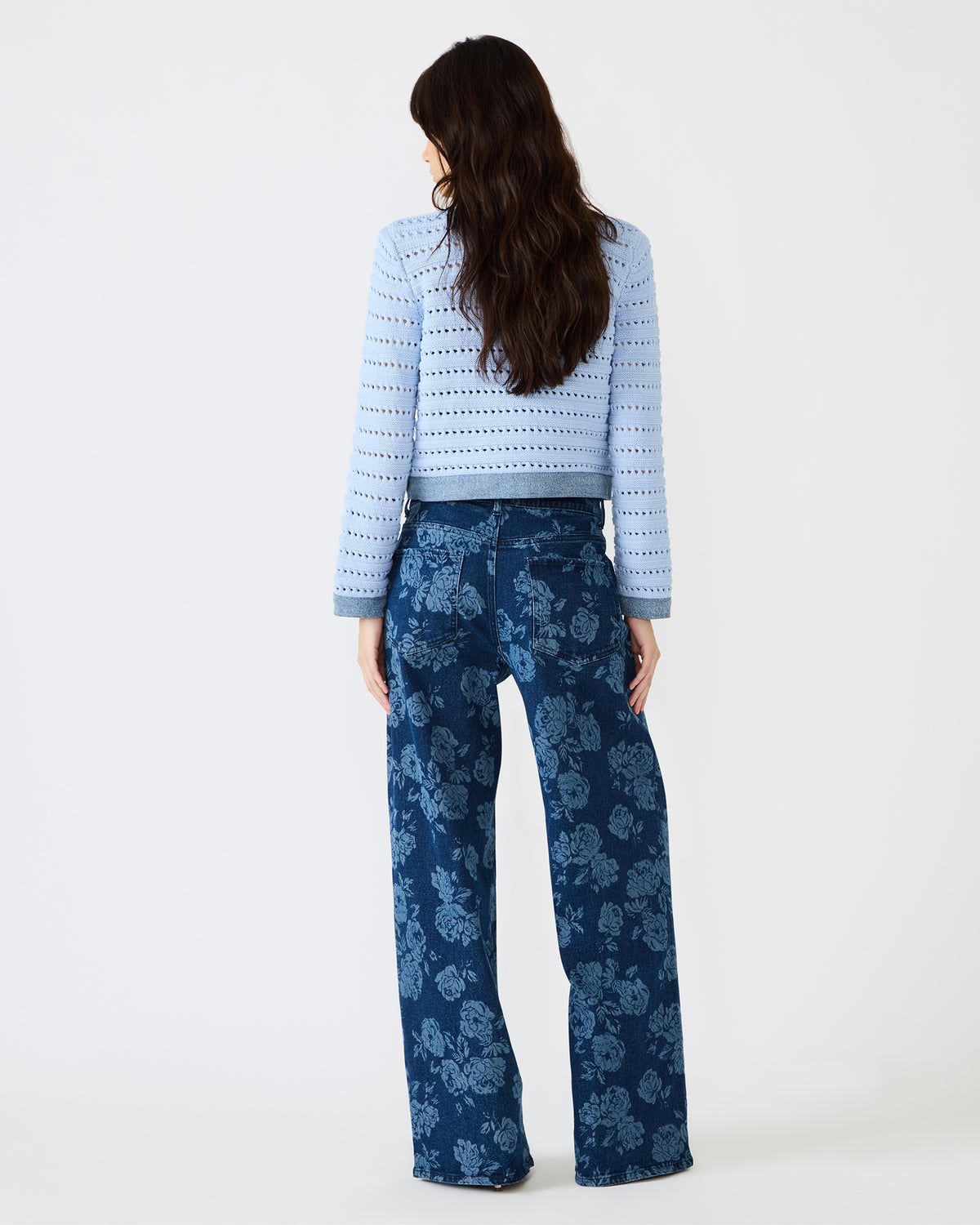 JAXON Rose Frost Wide-Leg Denim Floral Print Women's Jeans | Steve Madden Essential