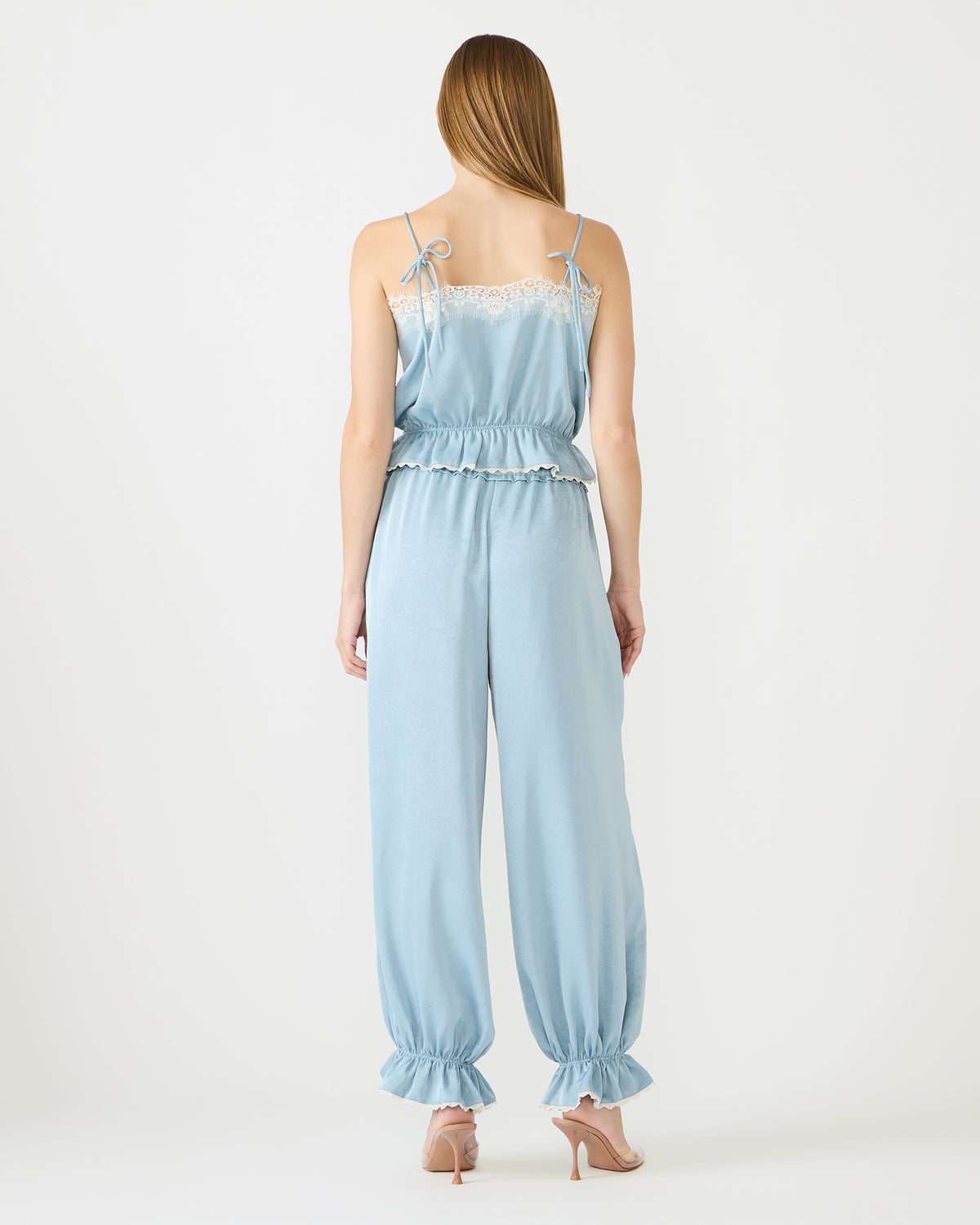 ROAN Dusty Blue Tie-Front Parachute Women's Pants | Steve Madden Smart Buy