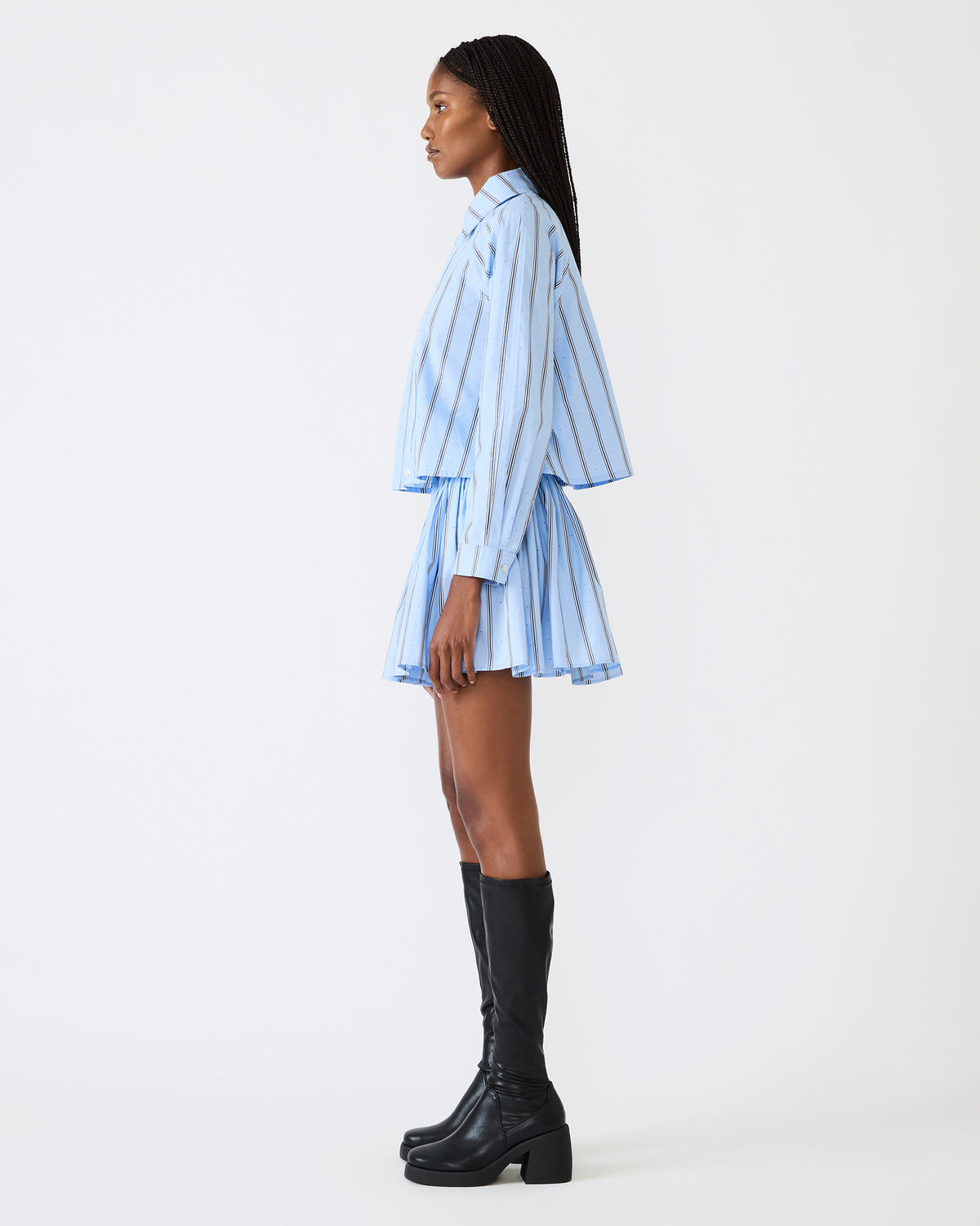 TYRIA Estate Blue Mini Tie-Front Women's Skirt | Steve Madden Quality