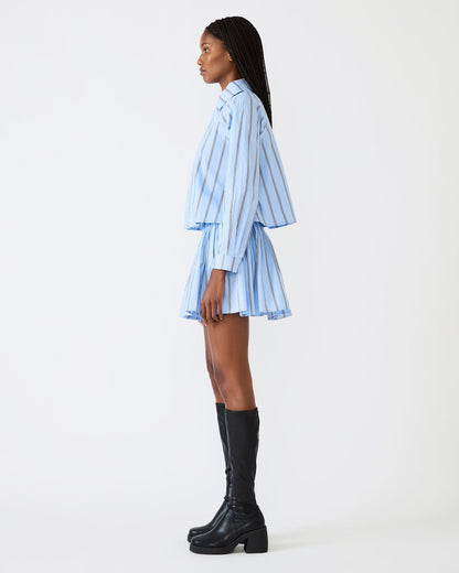TYRIA Estate Blue Mini Tie-Front Women's Skirt | Steve Madden Quality