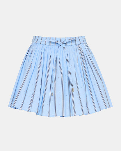 TYRIA Estate Blue Mini Tie-Front Women's Skirt | Steve Madden Quality