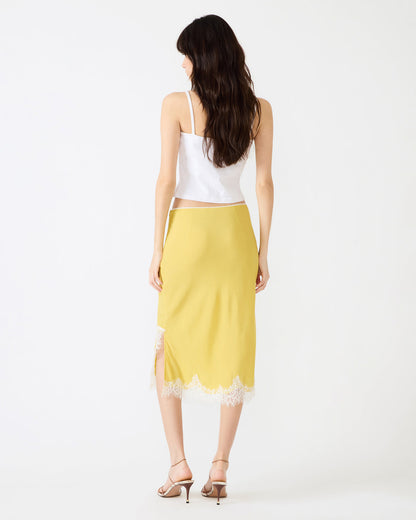 CINTHIA Golden Lime Lace Trime Women's Midi Skirt | Steve Madden Discount