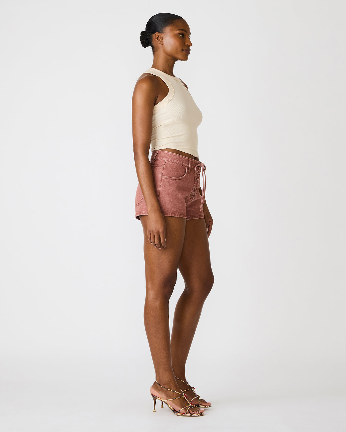 CALLISTO Rust Lace-Up Denim Women's Shorts | Steve Madden Recommended