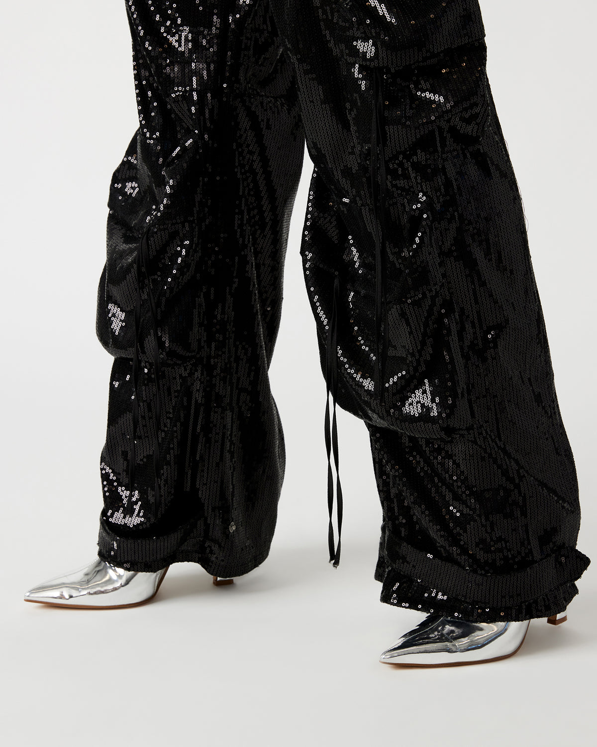DUO Black Sequin Women's Utility Cargo Pants | Steve Madden Deals