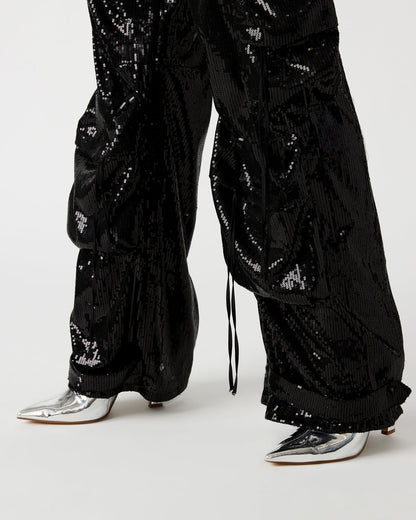 DUO Black Sequin Women's Utility Cargo Pants | Steve Madden Deals