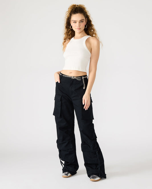 DUO Black Women's Utility Cargo Pants | Steve Madden Customer Favorite