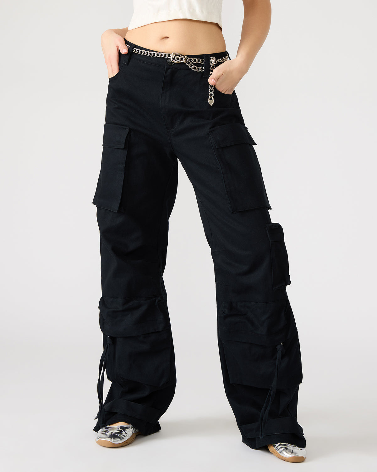 DUO Black Women's Utility Cargo Pants | Steve Madden Customer Favorite