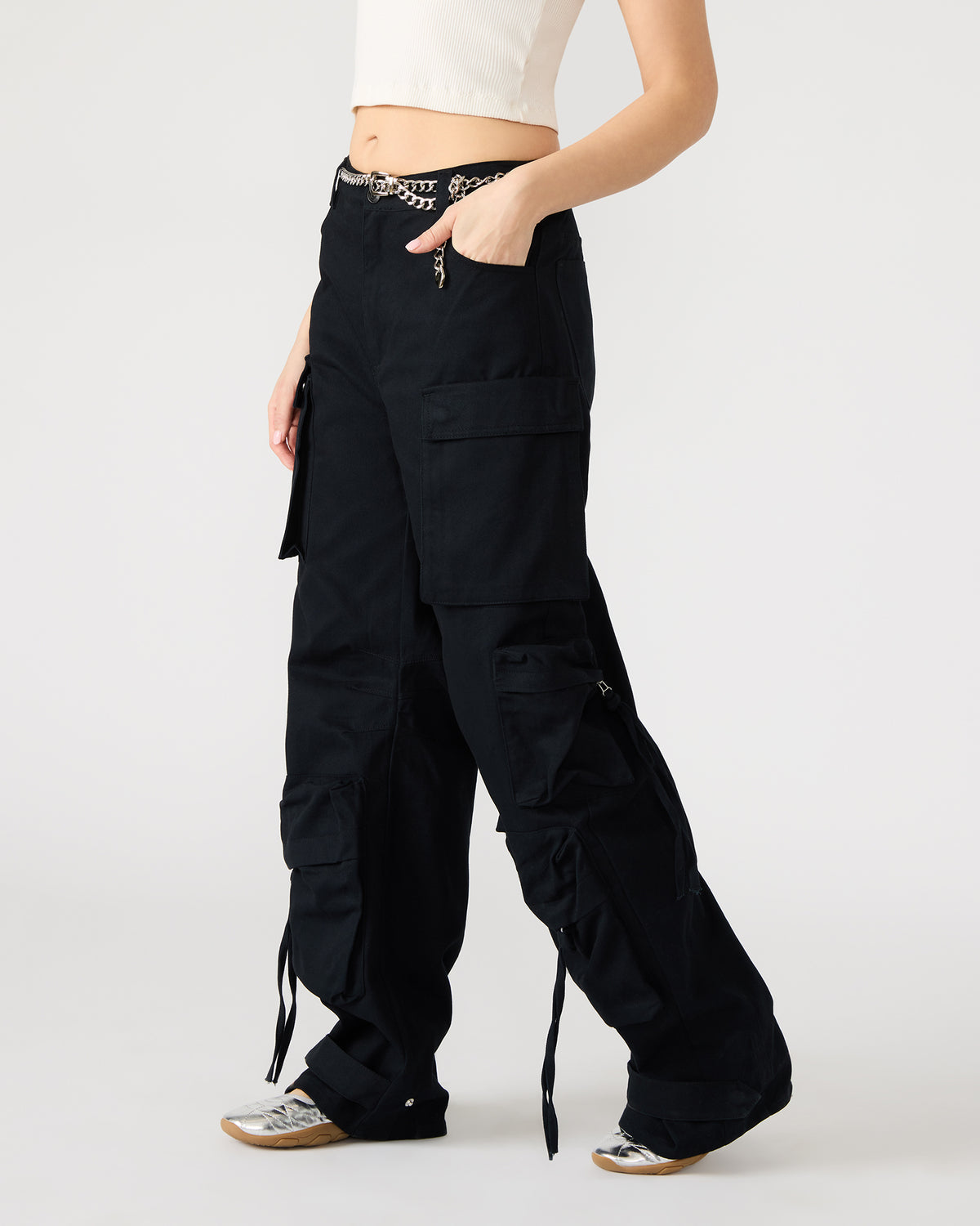DUO Black Women's Utility Cargo Pants | Steve Madden Customer Favorite