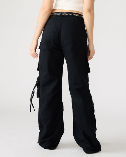 DUO Black Women's Utility Cargo Pants | Steve Madden Customer Favorite