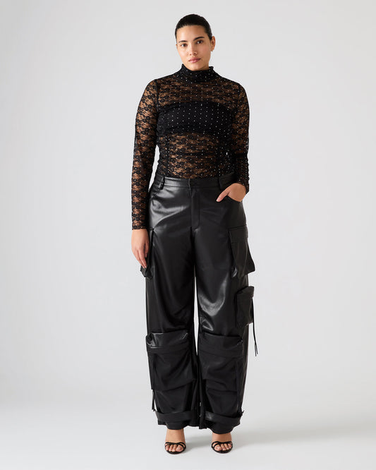 Vegan Leather Duo Black Women's Utility Cargo Pants | Steve Madden Smart Buy