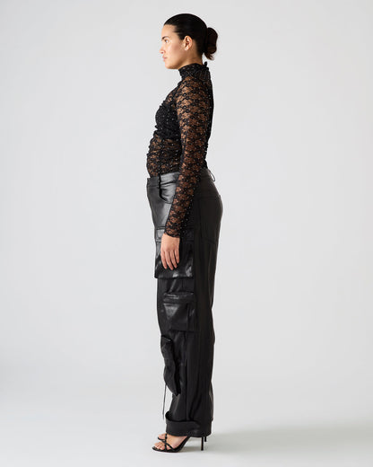Vegan Leather Duo Black Women's Utility Cargo Pants | Steve Madden Smart Buy