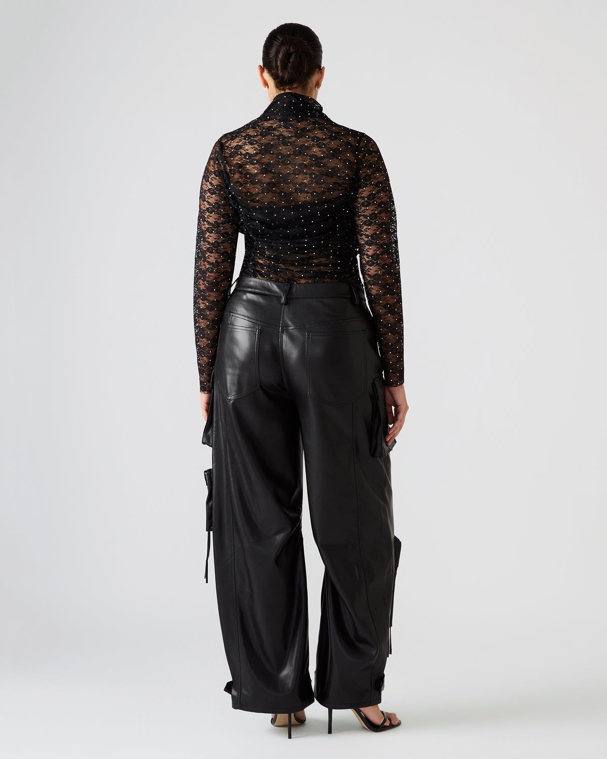 Vegan Leather Duo Black Women's Utility Cargo Pants | Steve Madden Smart Buy