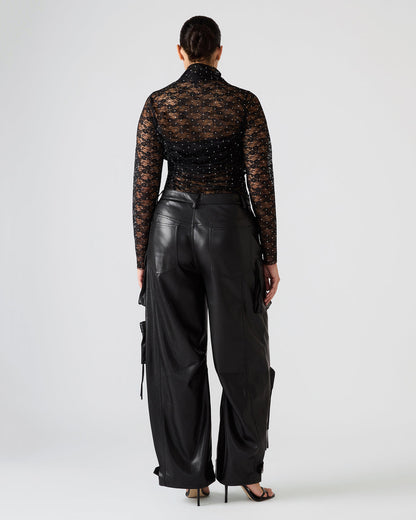 Vegan Leather Duo Black Women's Utility Cargo Pants | Steve Madden Smart Buy