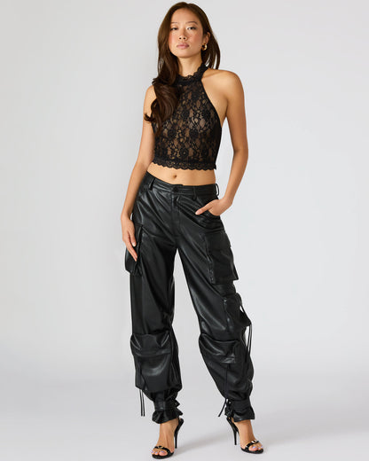 Vegan Leather Duo Black Women's Utility Cargo Pants | Steve Madden Smart Buy