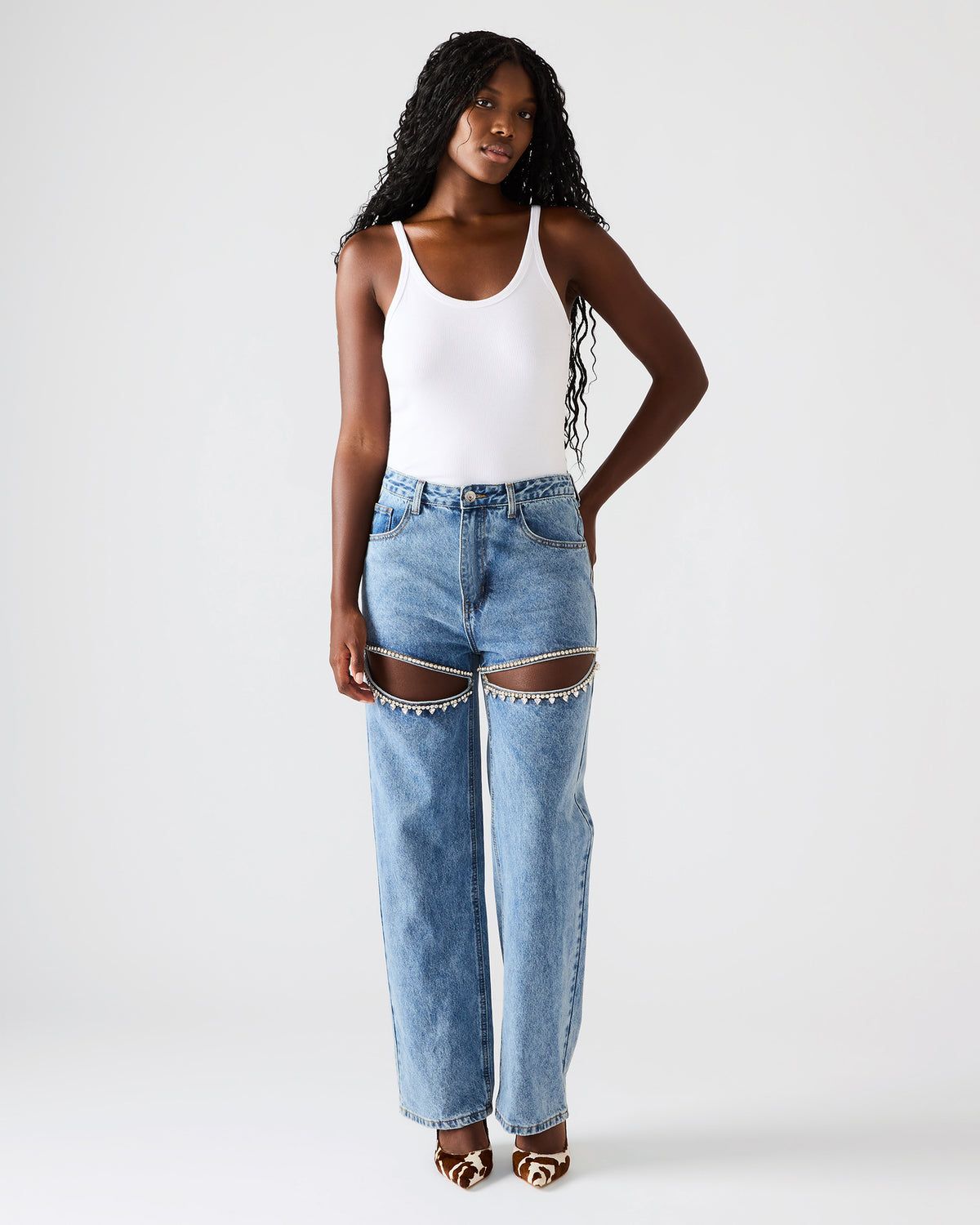 TAYLOR Jean Rhinestone Women's Cutout Jeans | Steve Madden Recommended