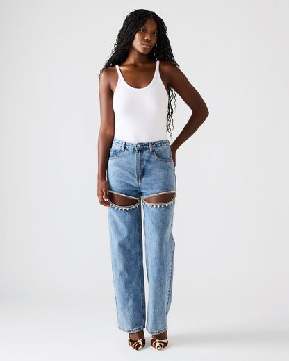 TAYLOR Jean Rhinestone Women's Cutout Jeans | Steve Madden Recommended