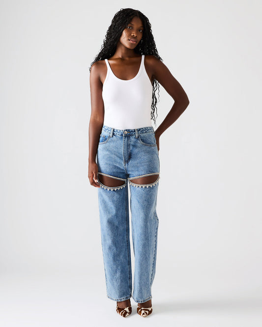 TAYLOR Jean Rhinestone Women's Cutout Jeans | Steve Madden Recommended