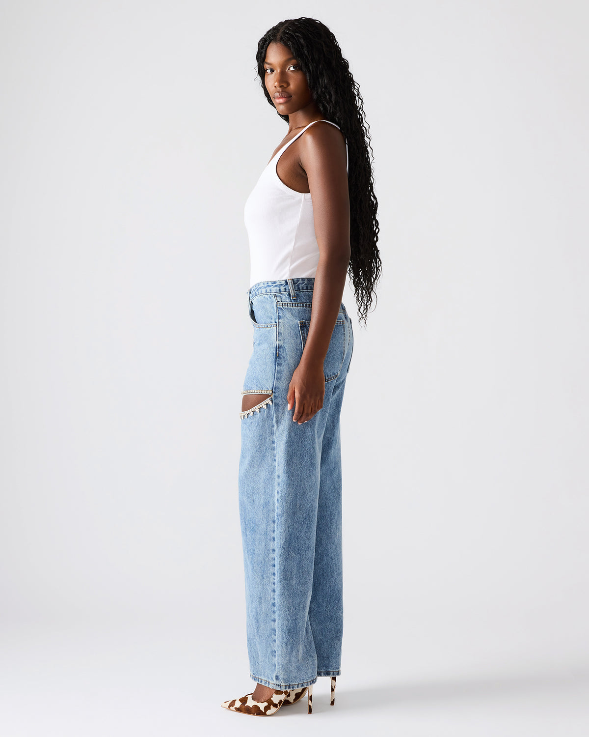 TAYLOR Jean Rhinestone Women's Cutout Jeans | Steve Madden Recommended