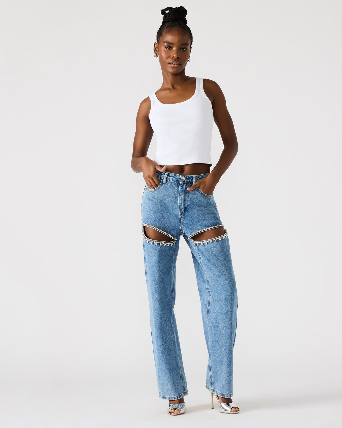 TAYLOR Jean Rhinestone Women's Cutout Jeans | Steve Madden Recommended