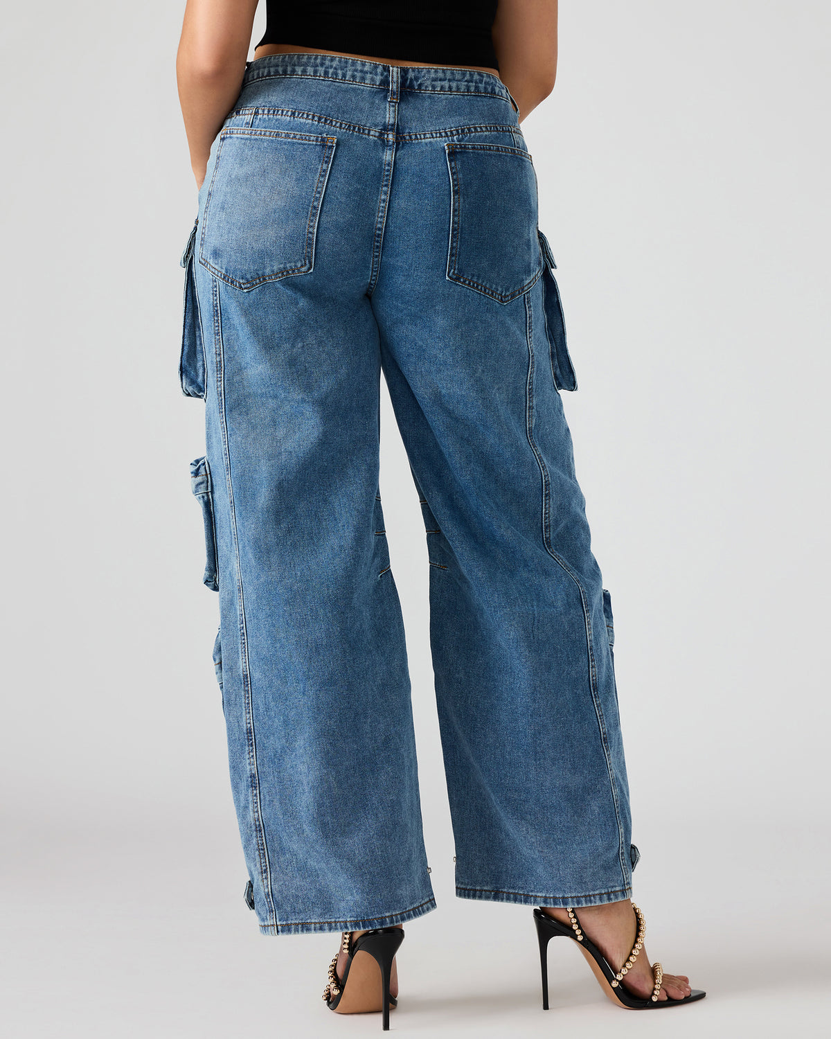 DUO Medium Denim Women's Utility Cargo Pants | Steve Madden Deals