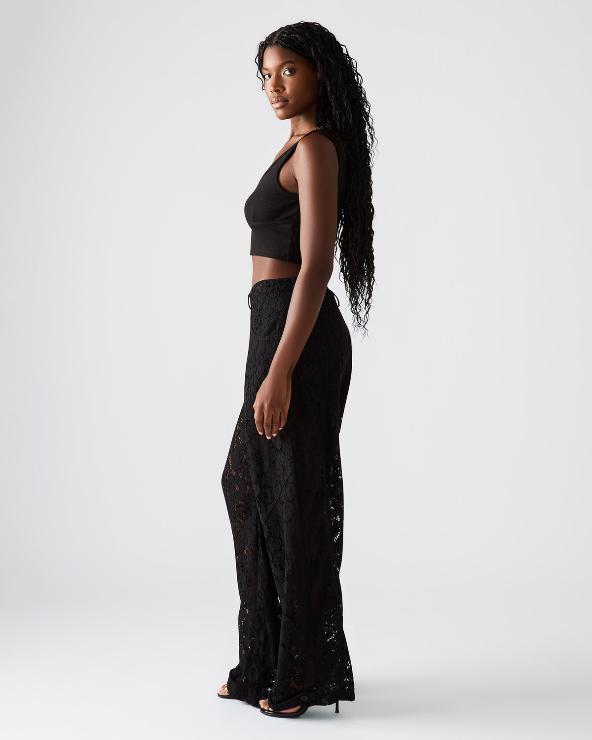 TRE Lace Black Mesh Barrel Low-Rise Women's Pant | Steve Madden Trending