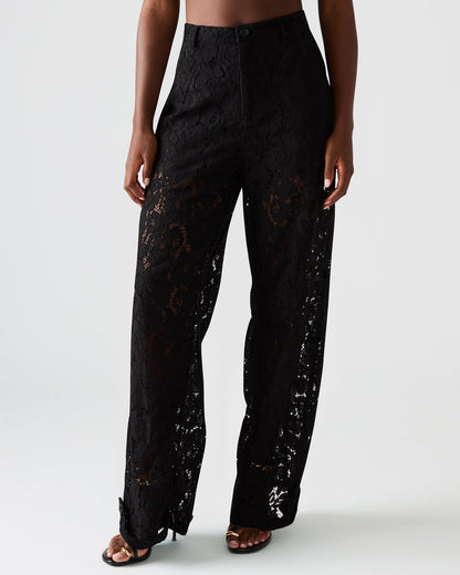 TRE Lace Black Mesh Barrel Low-Rise Women's Pant | Steve Madden Trending