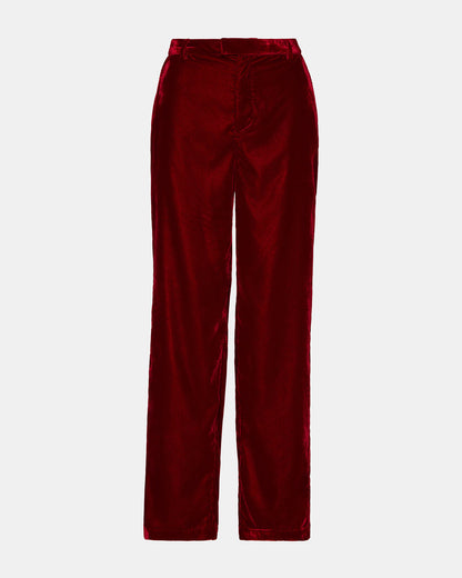 TONIA Red Velvet Wide-Leg Trouser Women's Pants | Steve Madden Trending