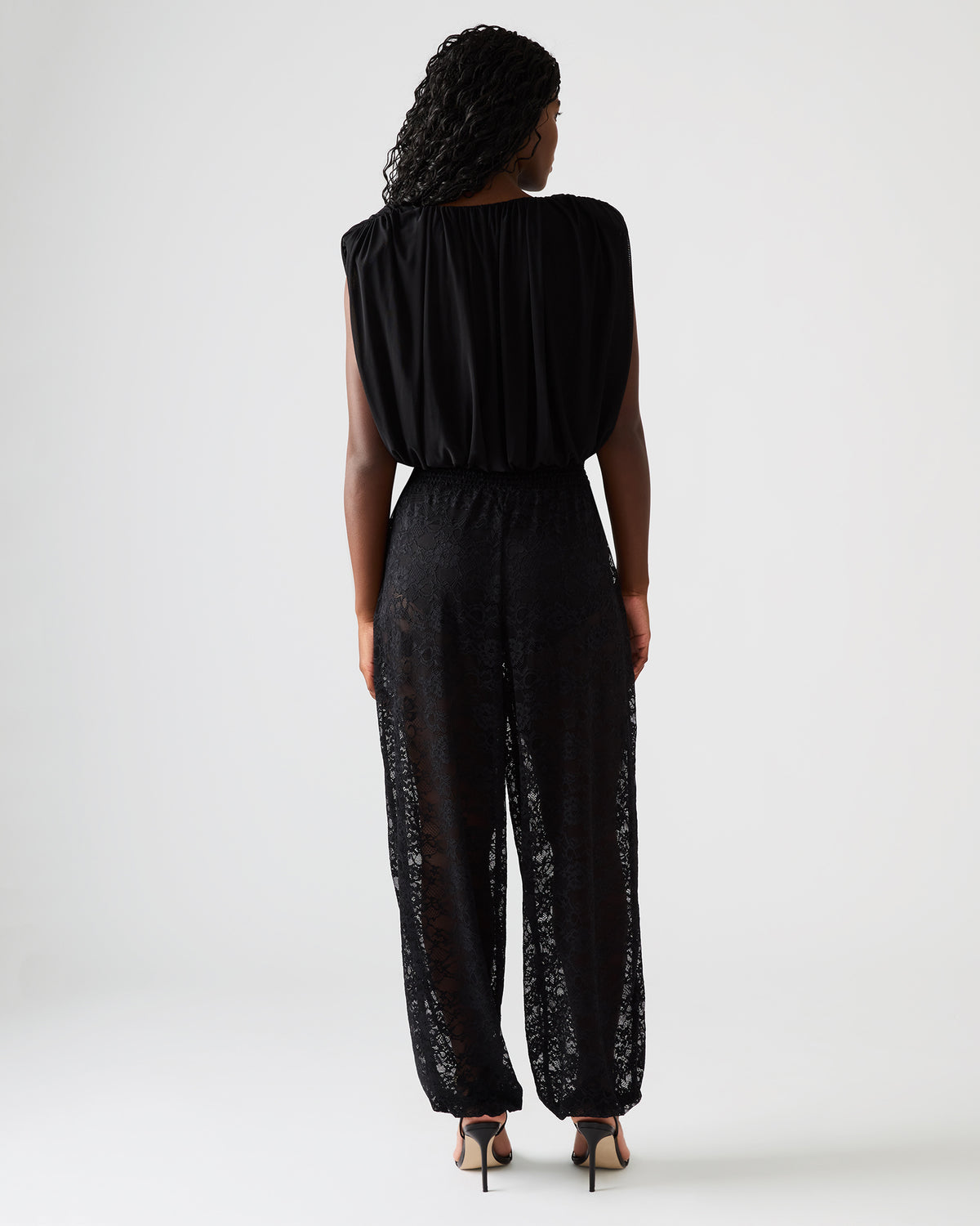 ALARA Black Lace Mesh Overlay Women's Pant | Steve Madden Signature