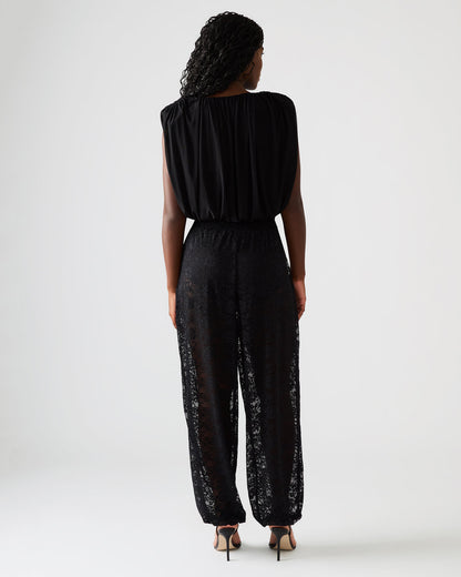 ALARA Black Lace Mesh Overlay Women's Pant | Steve Madden Signature