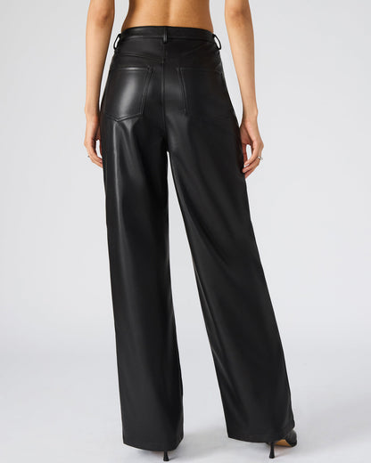 GERALDINE Black Faux Leather Straight-Leg Women's Pants | Steve Madden Recommended