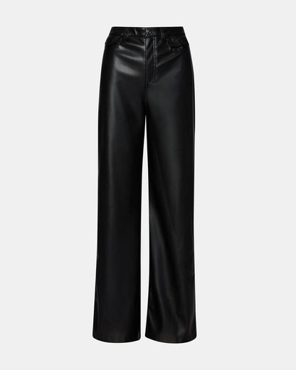 GERALDINE Black Faux Leather Straight-Leg Women's Pants | Steve Madden Recommended