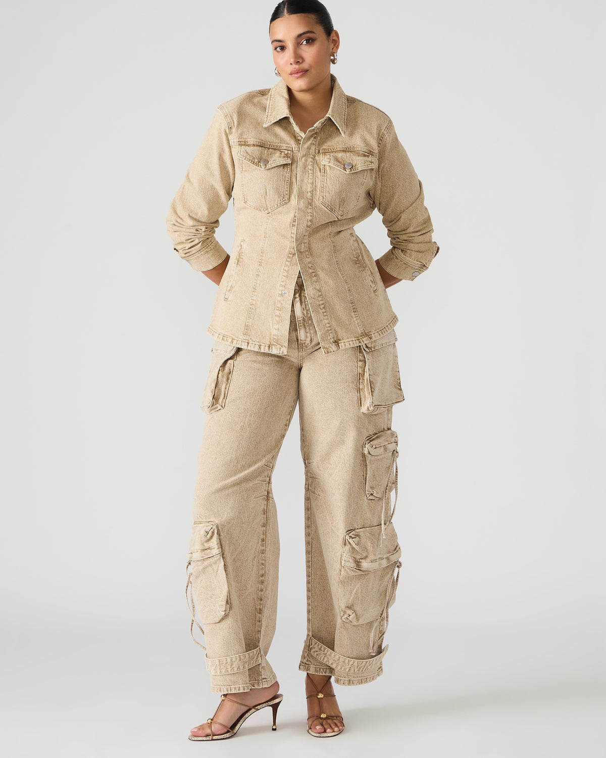 DUO Cafe Au Lait Women's Utility Cargo Pants | Steve Madden Best Price