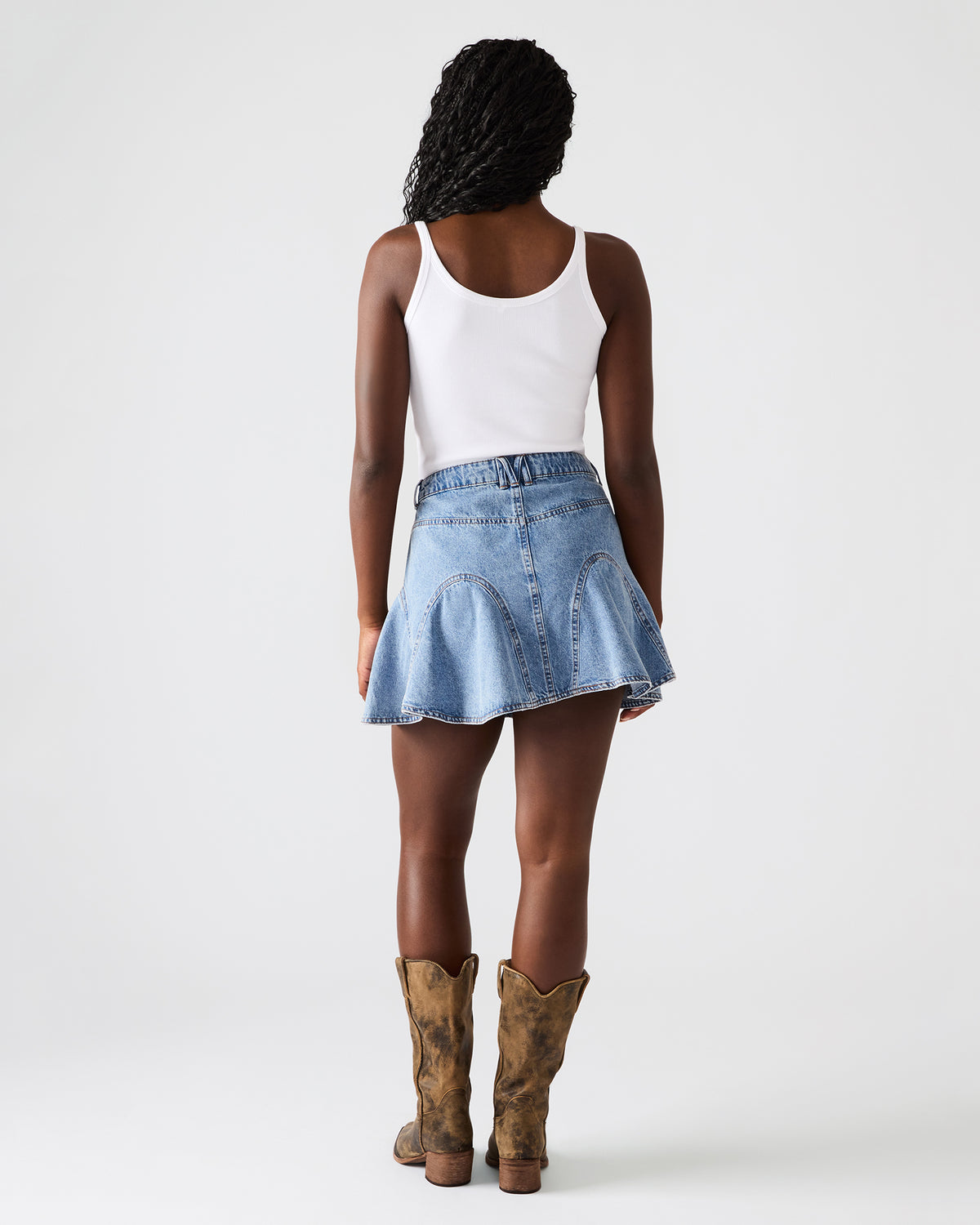 MELANY Forever Blue Denim Pleated Mini Women's Skirt | Steve Madden Everyday