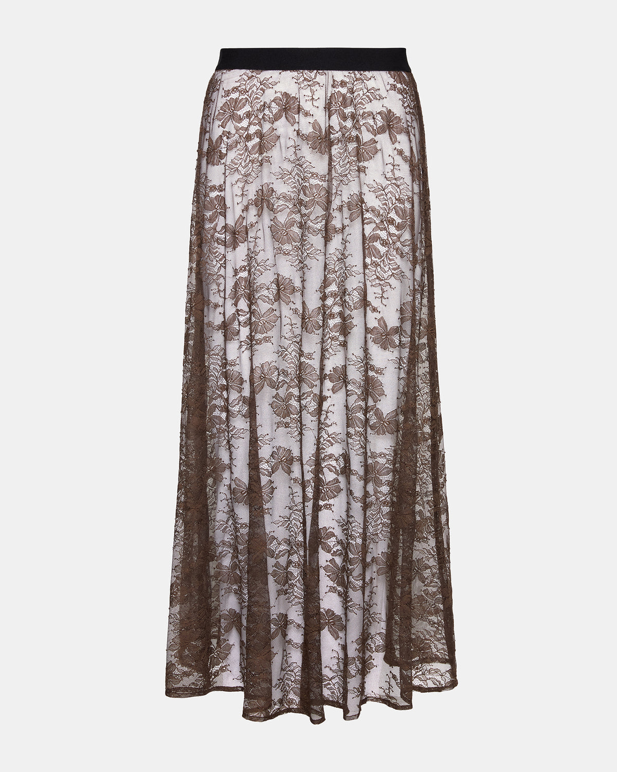 GISELA Dark Espresso Lace Mesh Maxi Women's Skirt | Steve Madden Premium