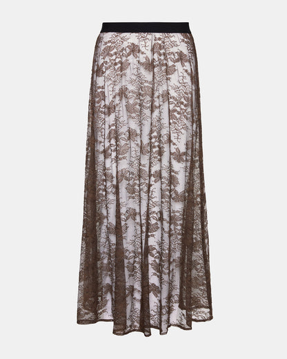 GISELA Dark Espresso Lace Mesh Maxi Women's Skirt | Steve Madden Premium