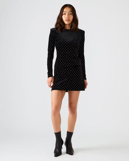 CINDI Black Studded Velvet Rhinestone Embellished Women's Skirt | Steve Madden Smart Buy