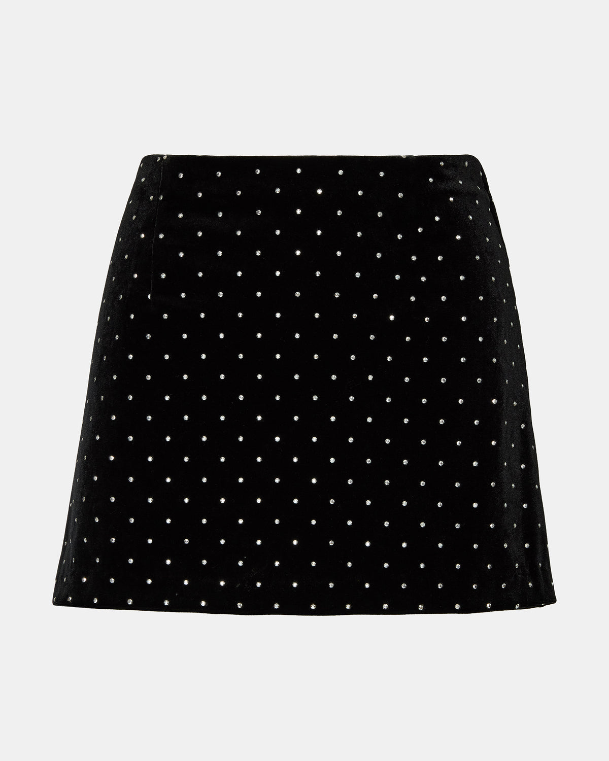 CINDI Black Studded Velvet Rhinestone Embellished Women's Skirt | Steve Madden Smart Buy