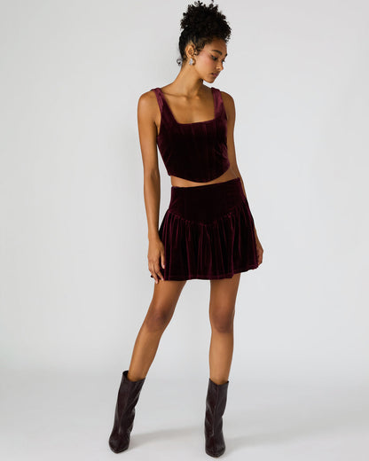 JAYLA Wine Flowy Velvet Women's Mini Skirt | Steve Madden Trusted